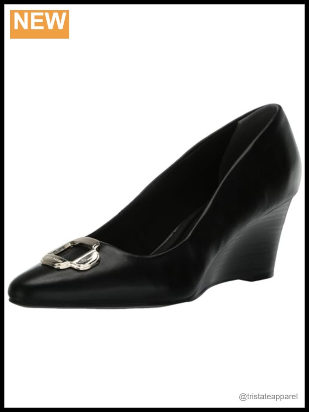 Anne Klein Sarina Faux Leather Wedge Pump Pointed Toe Business Casual